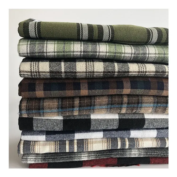 250-280g/m² Baumwoll-Polyester garn, das gebürstetes Plaid gewebe färbt CVC-Garn gefärbtes Flanell gewebe