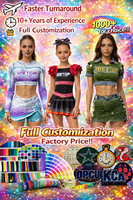 Uniforme de cheerleading Crytal Spark, entièrement orné de paillettes, style glamour et tendance pour les compétitions et les spectacles majeurs
