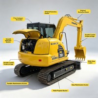 Excavatrice sur chenilles hydraulique Komatsu PC70 de 7 tonnes, mini-pelle d'occasion, état d'origine, moteur puissant pour le creusement, de bonne qualité
