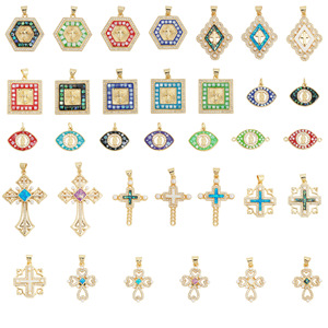 Themed Pendants Cross Shape Crystal Rhinestone Bezel Setting Women's Everyday Wear Necklace Charm - Product Image 1