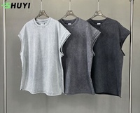 Débardeur de sport pour homme de haute qualité, sans manches, délavé à l'acide, délavé à la pierre, personnalisé, séchage rapide, 100% coton, col rond, écologique