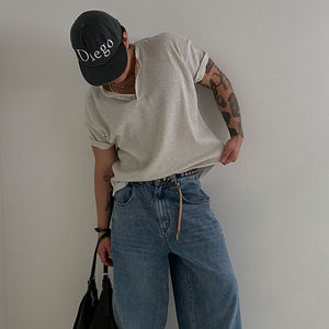 Primasメンズカジュアル半袖夏ワッフルヘンリーシャツ100% コットンクリーンフィットアメリカタフガイテクスチャ筋肉デザイン - Product Image 3