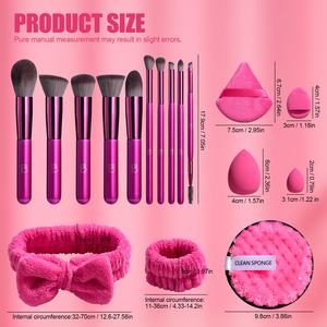 Ensemble de pinceaux de maquillage rouge BS-MALL pour femmes et filles, ensemble d'outils faciaux, bandeau de <span class=keywords><strong>spa</strong></span>, poudre douce, éponge de maquillage, pinceaux cosmétiques - Product Image 2