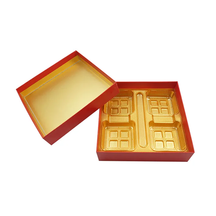 Groothandel Golden Plastic Wegwerp Mooncake Geschenkdoos Mooncake Doos Verpakking Kraftpapier Accepteren