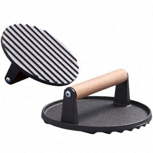 Heavy Duty 6.9in Griddle Smash Burger Press Cast Iron Grill Press Round Rectangular BBQ Grill Press for Meat & Poultry Tools - Product Image 5