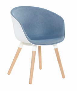 Modern Design Fabric <strong>Covered</strong> Beech Wood Leg <strong>Half</strong> Upholstered Dining <strong>Chair</strong> - Product Image 1