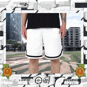 Shorts de basketball pour hommes, taille mi-haute avec cordon de serrage, en polyester tricoté, couleur unie, pour le sport et l'entraînement décontracté - Product Image 3
