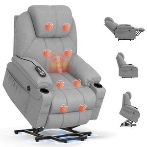 <span class=keywords><strong>Fauteuil</strong></span> inclinable électrique avec fonction de levage assisté, 8 points de massage, chauffant, gris, pour personnes âgées - Product Image 1