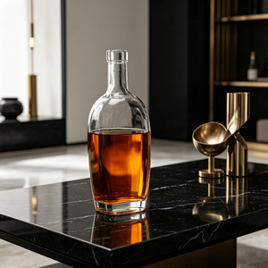 Botella de Whisky de Cristal Blanco de Alta Gama, Directo de Fábrica, 750 ml, Cuello Corto Redondo, Sellada con <span class=keywords><strong>Corcho</strong></span>, Elegante Botella Vacía para Licores y Vino - Product Image 2