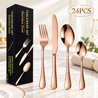 Ensemble de 24 couverts réutilisables en acier inoxydable avec boîte cadeau pour restaurant, hôtel, banquet, vente en gros