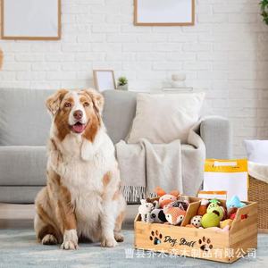 Boîte de rangement pour jouets pour animaux de compagnie en bambou Qiao Musen avec motif de patte pour organiser les affaires de chien, utilisation à la maison ou dans la chambre - Product Image 3