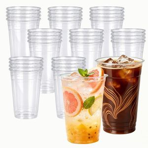 Gobelet jetable transparent en PET de 16 oz avec paille pour boissons froides (café, jus, thé au lait) – Vente directe usine (personnalisable) - Product Image 1