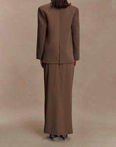 Blazer Oversize de Terciopelo Tejido con Bordado - Marrón Cacao - Product Image 6