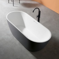 Baignoire en pierre artificielle avec surface à motif marbré, baignoire autoportante de massage spa