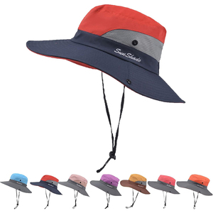 Extérieur Tribu Pliable <span class=keywords><strong>Soleil</strong></span> Chapeau D'été UV Protection Pliable Large Bord Queue De Cheval Chapeau De Pêche Seau Chapeau - Product Image 2