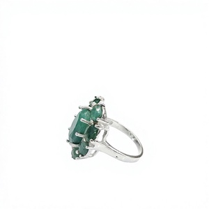 Luxury 925 Sterling <b>Silver</b> <b>Emerald</b> Flower <b>Ring</b> Natural Green Gemstone Statement <b>Ring</b> for Women Handmade Jewelry Supplier - Product Image 3