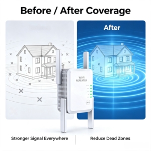 ตัวขยายสัญญาณไวไฟย่านความถี่คู่1200Mbps อุปกรณ์ขยาย AC1200พร้อมพอร์ตอีเธอร์เน็ต <span class=keywords><strong>WPS</strong></span> สำหรับเราเตอร์โฮมออฟฟิศ - Product Image 5