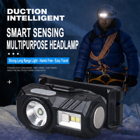 Lampu Kepala LED Isi Ulang dengan Sensor Gerak, Lampu Kepala XPG COB, Tipe C, Klip Magnetik, Senter Kepala untuk Berkemah dan Memancing.