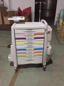 Chariot d'urgence en ABS médical Ginee pour la clinique Chariot de traitement de médicaments en plastique - Product Image 4