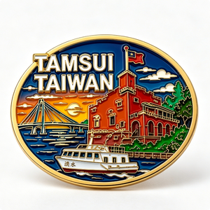 Tamsui Taiwan Souvenir Metal <b>Pin</b> Gold Plated Hard Enamel Travel Collectible Round Shape Zinc Alloy Craft - Product Image 4