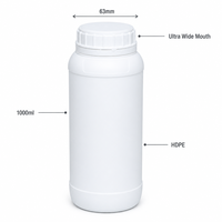 Bouteille en plastique ronde à large ouverture de 1000 ml en HDPE de 63 mm, pot de stockage pour comprimés, capsules et poudres