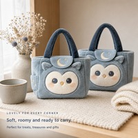 Sac fourre-tout en peluche personnalisé Lune Étoile Hibou, Sac à main animalier de dessin animé OEM&ODM pour cadeau de marque