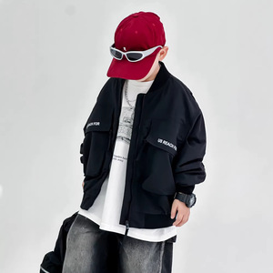 Blouson Bomber Garçon Printemps/Automne 2026 Nouveau Style Taille Moyenne à Grande Fermeture Éclair Polyester Élégant pour Enfants - Product Image 3