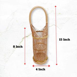Porte-bouteille de vin en noix de coco tissé à la main du Vietnam, support naturel simple ou double pour bouteilles, panier d'emballage pour vin - Product Image 1