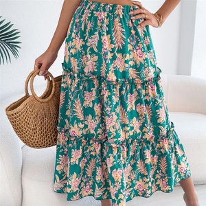 <span class=keywords><strong>Robe</strong></span> de plage <span class=keywords><strong>mi</strong></span>-<span class=keywords><strong>longue</strong></span> à volants et motifs floraux, style décontracté européen et américain, collection Printemps/Été 2026, vêtements pour femmes - Product Image 1