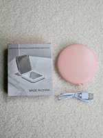 Miroir de poche éclairé par LED rose Winway, miroir cosmétique portable double face, miroir de maquillage miniature rechargeable avec loupe