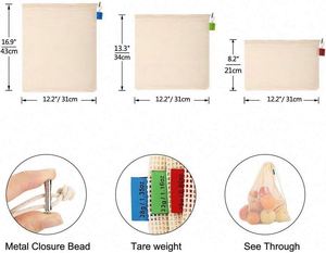 Bolsa de compras de malla de algodón reutilizable, lavable, ecológica, ligera, adecuada para frutas y verduras, almacenamiento de productos de supermercado - Product Image 2