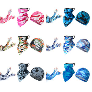 Cycling Arm Sleeves With Face Mask Half Finger Gloves Quick Dry Breathable Ice Silk Unisex Outdoor Protection - Product Image 4