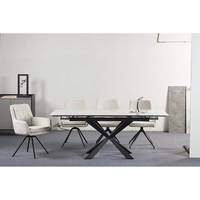 Table à manger extensible en pierre frittée, style rustique industriel, pour la maison, l'hôtel, pour les personnes