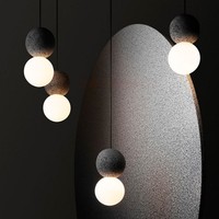 Nouveau design nordique minimaliste, lustre en ciment, boule de verre rose, luminaire suspendu LED pour salle à manger, bar, chevet, restaurant, café