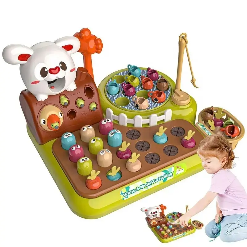 4 em 1 bebê brinquedo Montessori criança pesca whack-a-mole puxando cenoura alimentação jogo aprendizagem educacional motor fino sensorial brinquedo