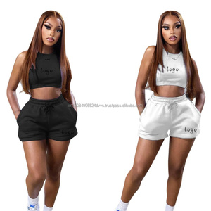 Ensembles Femme Personnalisés de Haute Qualité 2026 – Haut Tube et Short en Coton avec LOGO 2026 - Product Image 1