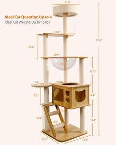Arbre à chat en sisal et velours, classique, moderne, luxueux et écologique, avec enclos pour litière et emballage en carton, vente en gros - Product Image 2
