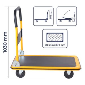 Chariot à plateforme pliable en aluminium à quatre roues de haute qualité, capacité de charge de 200 kg, outil de transport industriel pour entrepôt, stockage OEM - Product Image 2