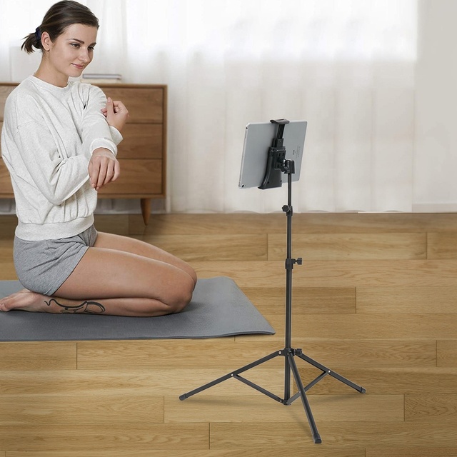 Phone Tripod Stand Foldable Floor Tablet Stands Height Adjustable 360 Rotating Tablet Holder Mount