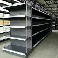 Paniers d'étagères de supermarché en métal sur mesure, avec étagères thermolaquées pour la décoration multi-niveaux des supermarchés