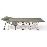 Lit pliant en coton Hitree 2024 pour l'extérieur, mobilier de jardin moderne, lits pliants portables pour le camping avec poche de rangement