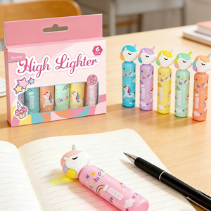 Ikeyword - Resaltador Cilíndrico en Forma <span class=keywords><strong>de</strong></span> Cabeza <span class=keywords><strong>de</strong></span> <span class=keywords><strong>Unicornio</strong></span> <span class=keywords><strong>de</strong></span> 6 Colores, Resaltador con Punta <span class=keywords><strong>de</strong></span> Pincel Oblicua - Product Image 4