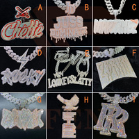 Pendentif Hip Hop personnalisé en moissanite, pendentif lettre à suspendre, avec attache personnalisée, entièrement serti de moissanites, en argent 925