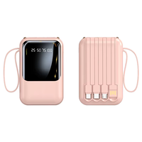 Power Bank dengan layar LED 10W Output tipe-c USB & ABS bahan plastik 4 kabel Built-in dapat disesuaikan 10000mAh Mini portabel