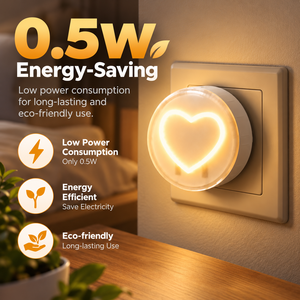 Luz nocturna LED de calidad premium con sensor de encendido/apagado automático del anochecer al amanecer, 2700K, blanco cálido, forma de corazón, para pasillo y baño. - Product Image 6