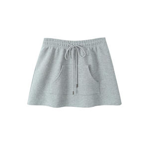 Runqi Minifalda informal con cordón y cintura elástica para mujer, color gris, N9112 - Product Image 1