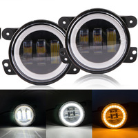 Feux antibrouillard avant Angel-eye universels exclusifs transfrontaliers pour Wrangler, 4 pouces, LED 6000 Lumens, température de couleur 5000K, phares pour