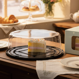 Runde Transparente PET-Kunststoff Kuchenbox 8 Zoll Kuchenbehälter für Bäckerei Gebäck Obst Käsekuchen Verpackungsbox - Product Image 2