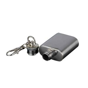 Stainless Steel Square <b>Flask</b> With Keychain Portable Travel Bottle Minimalist Design - Product Image 5