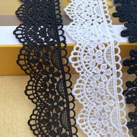 Bordure en dentelle guipure en fibre de lait, personnalisée, non élastique, noire et blanche, pour chaussures et sacs